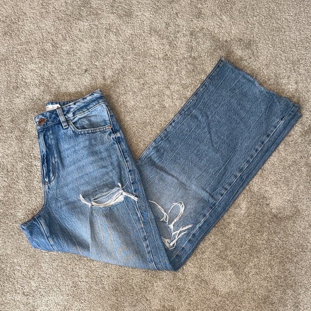Women’s Garage Distressed Wide Leg Denim
